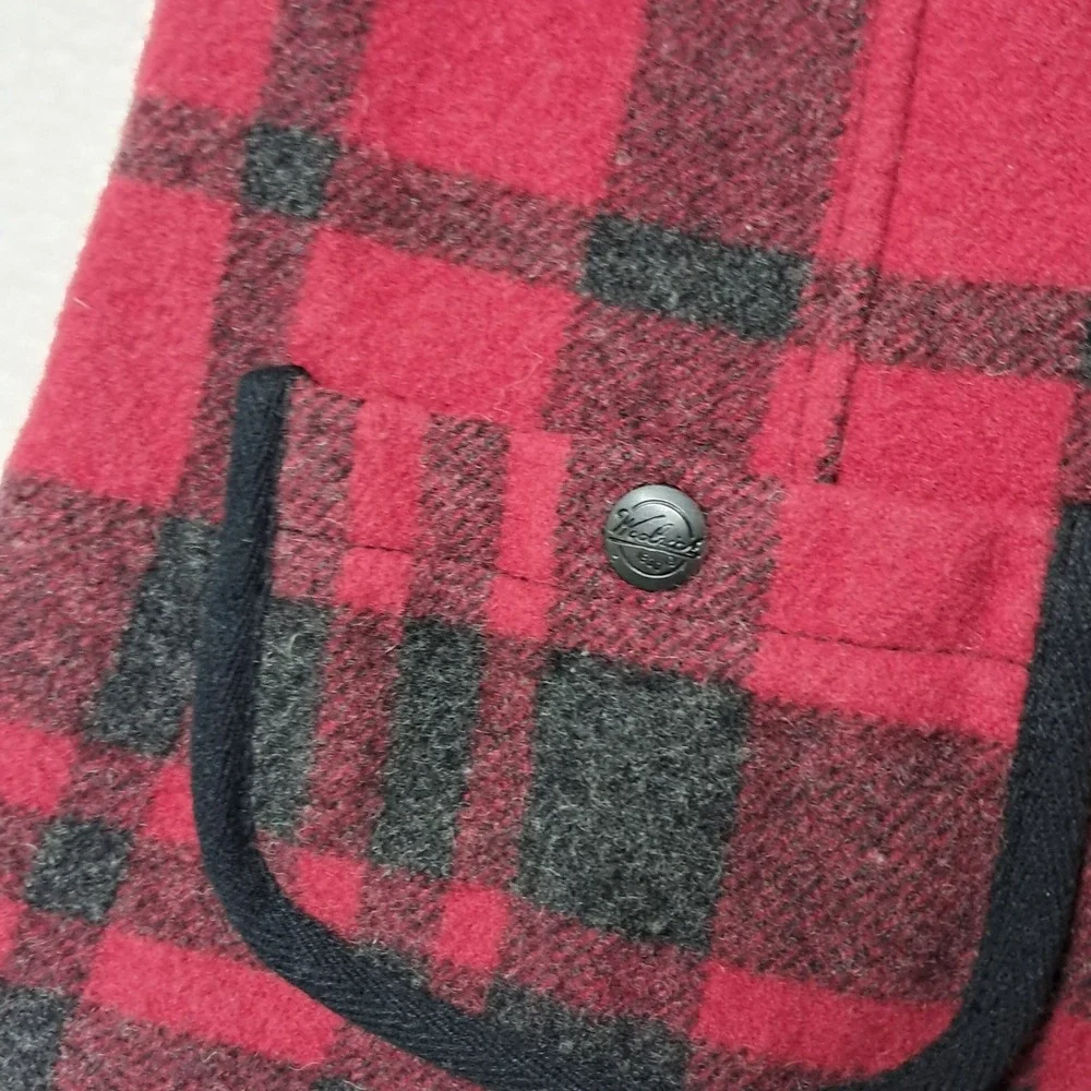 Vintage Woolrich Vest Women's Medium Red Black‎ Wool Buffalo Plaid Zip Up Cabin
